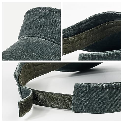 HH HOFNEN Sports Sun Visor Hats Cotton Adjustable Golf Caps for Men Women - color: #1a Darkgreen