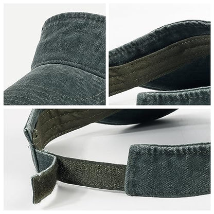 HH HOFNEN Sports Sun Visor Hats Cotton Adjustable Golf Caps for Men Women - color: #1a Darkgreen