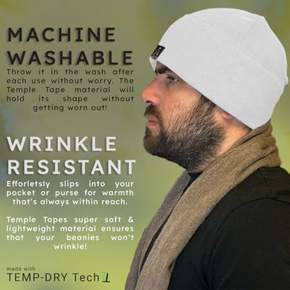 Temple Tape Tactical Fleece Watch Cap Beanie – Skull Cap Fleece Hat - Mens & Women - color: [2-pack] 1-black & 1-white, size: One Size