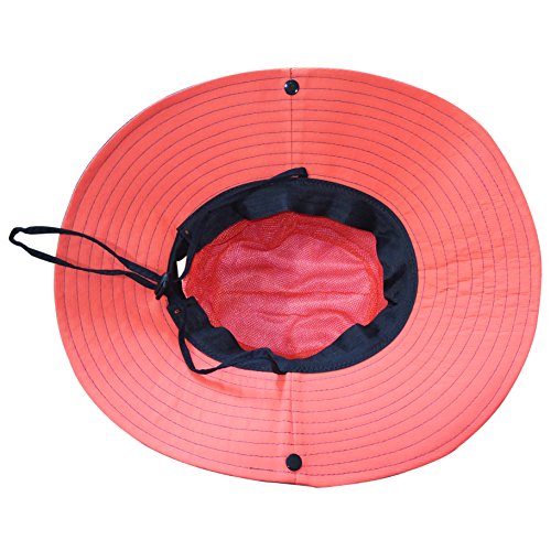 Muryobao Women's Ponytail Sun Hat UV Protection Foldable Mesh Wide Brim Beach Fishing Hat - color: Orange