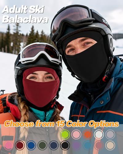 Ski Mask Balaclava for Men Women Windproof Thermal Winter Full Face Mask Cold Weather Skiing Snowboarding Neck Gaiter - color: Pink