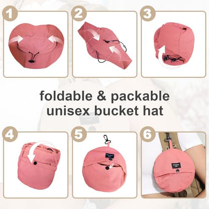 Packable Bucket Hat for Women Waterproof UV Protection Sun Hat - color: Watermelon