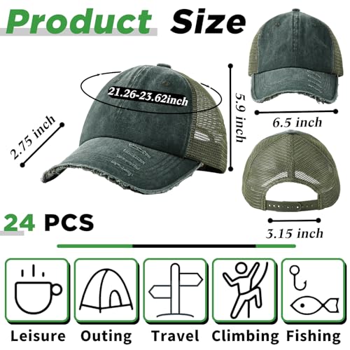 Suhine 24 Pcs Blank Trucker Hat Bulk,Unisex Baseball Cap - color: Green