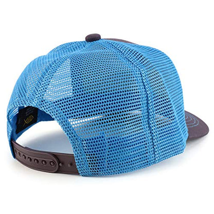 Trendy Apparel Shop Thinking Cap Washed Two Tone Trucker Baseball Cap - color: Charcoal Sky Blue