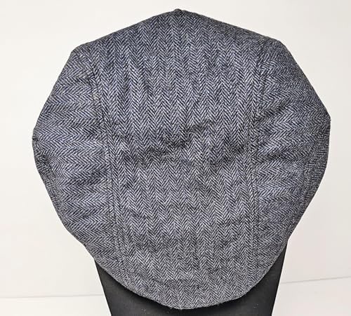 Traditional Men's Irish Flat Cap, 100% Wool Tweed, Made in Ireland - color: Blue, size: Small
