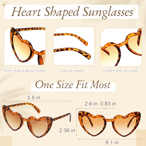 12 pcs Sun Hats and Heart Sunglasses Sets Wide Brim Beach Hat Summer UV Packable Foldable Visors for Women, Girls - color: Multicolor