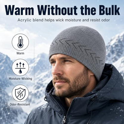 Oversize XXL Winter Beanie Knit Hat for Men - color: D1-grey
