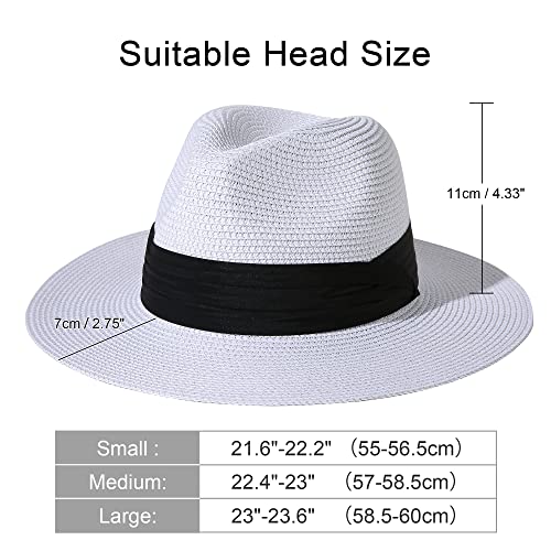 Lanzom Summer Beach Sun Hats for Men Women Foldable Floppy Travel Packable Staw Hat, Wide Brim Hat - color: Style B-white, size: Large