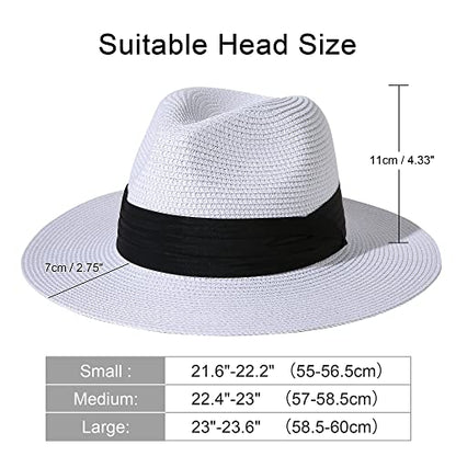 Lanzom Summer Beach Sun Hats for Men Women Foldable Floppy Travel Packable Staw Hat, Wide Brim Hat - color: Style B-white, size: Large
