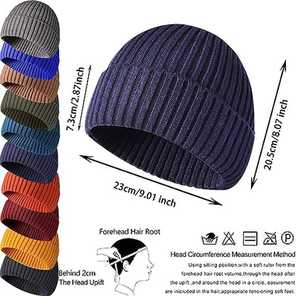 Winter Beanie Hat for Men & Women - Warm Stretchy Skull Cap, Thick Knitted Cuffed Beanies for Cold Weather - color: Navy