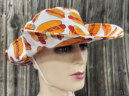 Funny Sun Hat for Men Women Wide Brim Bucket Hat Hiking Boonie Hat Summer Beach Fishing Caps - color: Hot Dogs