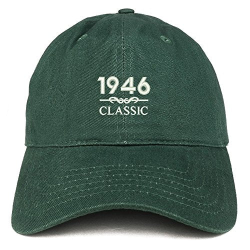 Trendy Apparel Shop Classic 1946 Embroidered Retro Soft Cotton Baseball Cap - color: Hunter