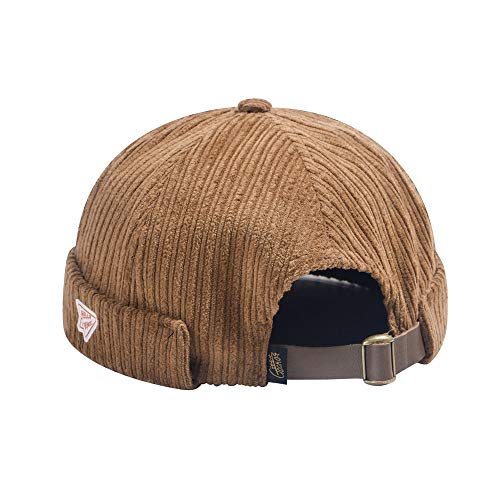 jerague Beanie Hat for Men Women Brimless Cuffed Hat Skullcap Watch Cap Adjustable - color: A2-black/Khaki(2 Pack)