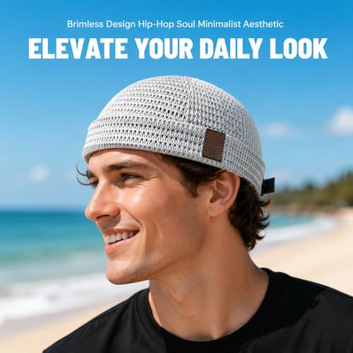 2-Pack Brimless Hats for Men,Adjustable Breathable Lightweight Brimless Cap