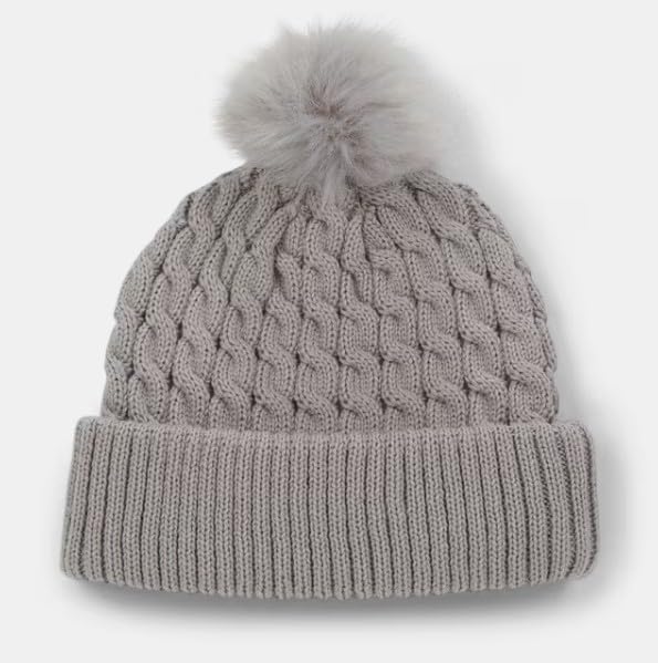 Titleist Golf Cable Knit Pom Pom Beanie - color: Light Grey/White