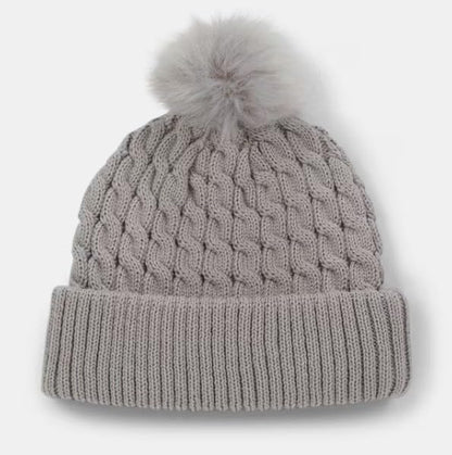 Titleist Golf Cable Knit Pom Pom Beanie - color: Light Grey/White