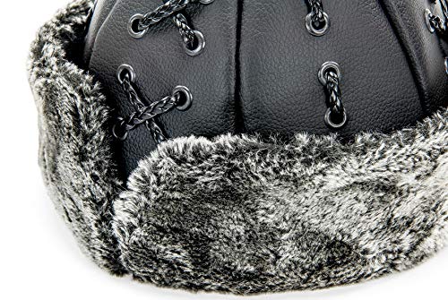 ihvan online Turkish Ottoman Bork Hat, Ertugrul Faux Leather Fur Winter Cap - color: Black / Style-2