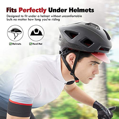 Hikenture Cycling Cap,Cooling Skull Cap Bike Hat with Sun Visor, Summer Breathable Helmet Liner Biking Cap for Men Women - color: Red