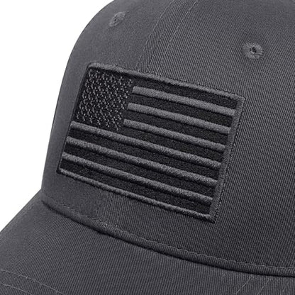 American Flag Baseball Cap for Men Women, Flag Embroidery & Adjustable Fit - color: Dark Grey