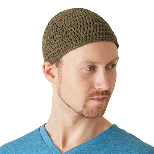 CHARM Mens Cotton Beanie Skull Cap - color: Khaki, size: Medium