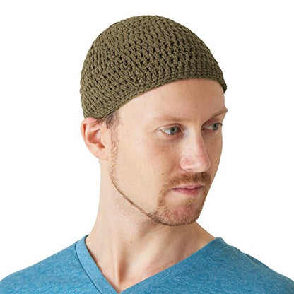 CHARM Mens Cotton Beanie Skull Cap - color: Khaki, size: Medium