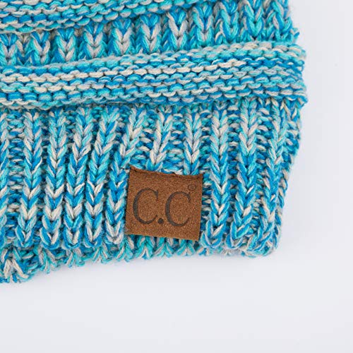 CC Classic Winter Fall Trendy Chunky Stretchy Cable Knit Beanie Hat - color: Teal Mix