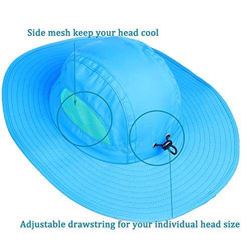 Sun Hat for Men&Women,Breathable Wide Brim Beach Cap with Adjustable Drawstring,Perfect for Hiking,Fishing,Boating - color: Style1-blue