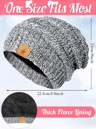JaGely 8 Pieces Women Winter Hats and Gloves Set Women Warm Touchscreen Knitted Lined Gloves Winter Beanies - color: Mixed Khaki, Mixed Black White