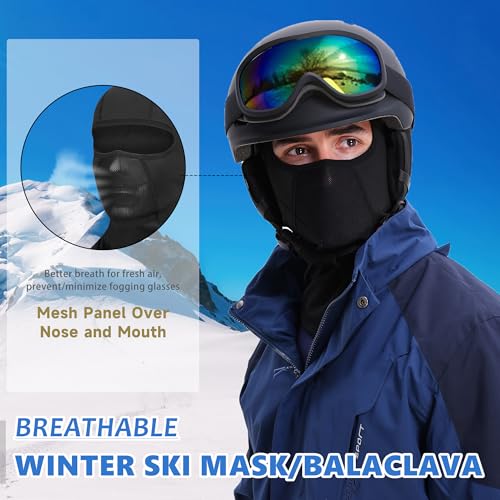 Winter Balaclava Ski Mask for Men Women Thermal Face Mask Breathable Face Cover for Cold Weather Motorcycle Snowboard - color: Glasseshole-black