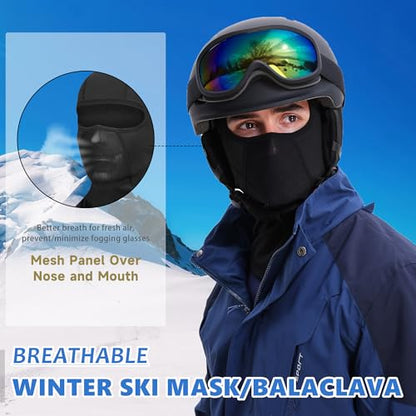 Winter Balaclava Ski Mask for Men Women Thermal Face Mask Breathable Face Cover for Cold Weather Motorcycle Snowboard - color: Glasseshole-black