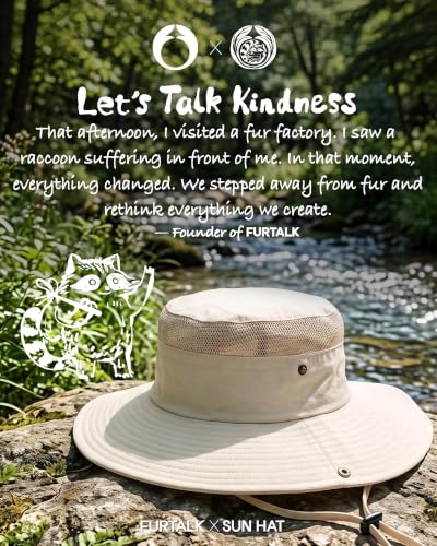 FURTALK Sun Hats for Women UV Protection Wide Brim Ponytail Hiking Hat - color: Beige
