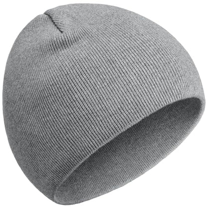 ROYBENS 100% Cotton No Cuff Beanie Hat Men Women, Fisherman Skull Cap - color: Light Gray