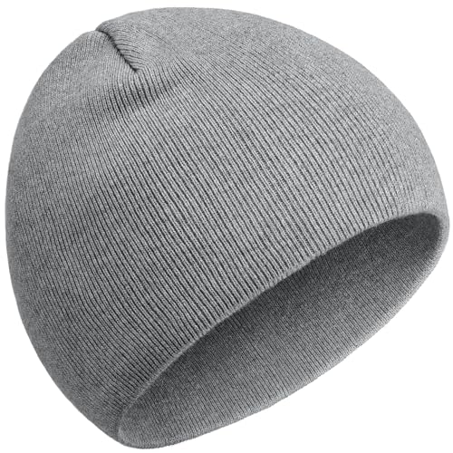 ROYBENS 100% Cotton No Cuff Beanie Hat Men Women, Fisherman Skull Cap - color: Light Gray