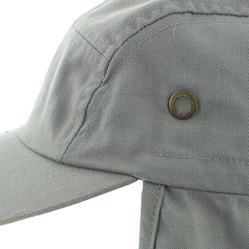 JFH 4 Panel Adjustable Outdoors Fishing Cap with Ear and Neck Flap Sun Cover Unisex - color: Gray