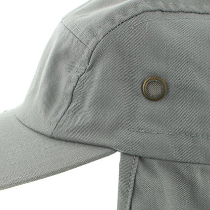 JFH 4 Panel Adjustable Outdoors Fishing Cap with Ear and Neck Flap Sun Cover Unisex - color: Gray
