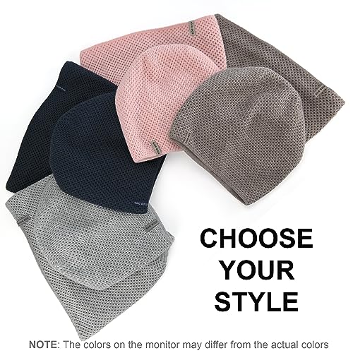 Hat and Scarf Set for Women – Knit Winter Beanie Fleece Lined Neck Warmer – Wool Double Layer Cap - color: Brown