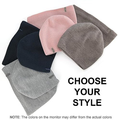 Hat and Scarf Set for Women – Knit Winter Beanie Fleece Lined Neck Warmer – Wool Double Layer Cap - color: Brown