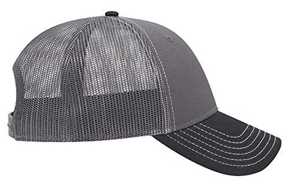 OTTO 6 Panel Low Profile Contrast Vertical Mesh Back Cap - color: Blk/Ch.gry/Ch.gry