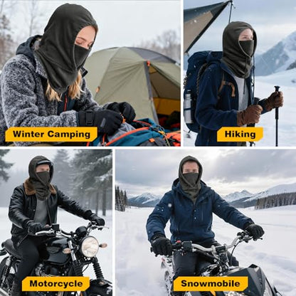 Winter Balaclava Ski Face Mask: Men Women Warm Windproof Face Cover Hat - color: Black & Grey-2 Packs