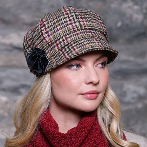 Newsboy Hat for Women's Cap 8 Panel Wool Made in Ireland - color: Red, Green, Yellow