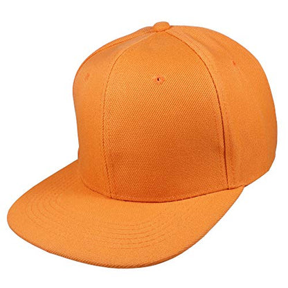 Gelante Plain Blank Flat Brim Adjustable Snapback Baseball Caps LOT 6 Pack - color: Orange