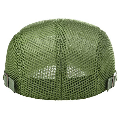 VOBOOM Men Mesh Newsboy Flat Cap Ivy Cabbie Newsboy Cap - color: Green