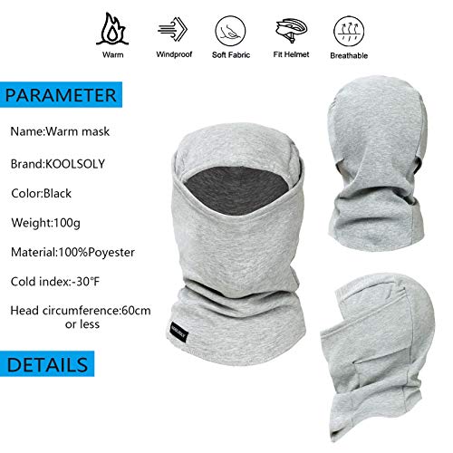 KOOLSOLY Ski Mask Balaclava Cold Weather Warm and Fleece Face Mask Neck Warmer Full Face Mask for Men&Women - color: Gray*dark Grey