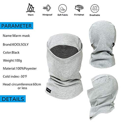 KOOLSOLY Ski Mask Balaclava Cold Weather Warm and Fleece Face Mask Neck Warmer Full Face Mask for Men&Women - color: Blca*grey