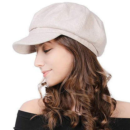 Comhats Women's Wool Winter Warm Newsboy Hats, Fashion Pageboy Beret Cap - color: 67145_beige, size: Medium