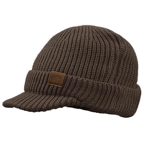 Clakllie Winter Visor Beanie Stretchy Cable Knitted Hats Stylish Skullcap Cold Weather Ski Snow Caps Cadet Newsboy Cap - color: Cdus-dnbc1-brown