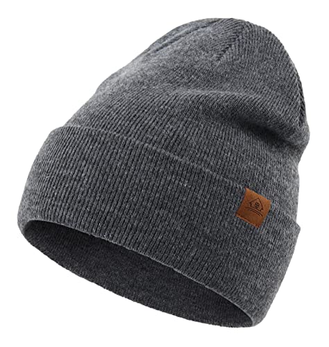 Home Prefer Mens Winter Hats Acrylic Knit Cuff Beanie Cap Warm Womens Beanie Hat - color: Charcoal Grey