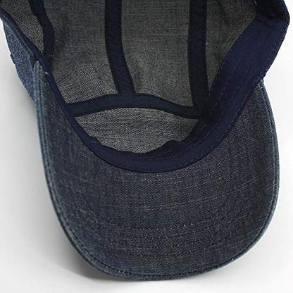 Washed Cotton Twill Five Panel Adjustable Camper Caps - color: Denim Navy