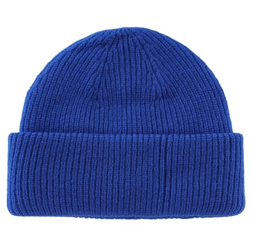 Connectyle Short Fisherman Beanie for Men Women Warm Winter Hats Knit Cuffed Beanies Skull Cap Acrylic Watch Hat - color: Royal Blue