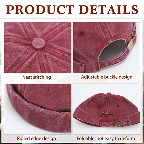 Janmercy 8 Pcs Brimless Hats for Men Adjustable Skullcap Docker Hat Buckle Beanie Cap Wash Cotton No Brim Hats for Men Women - color: Dark Color